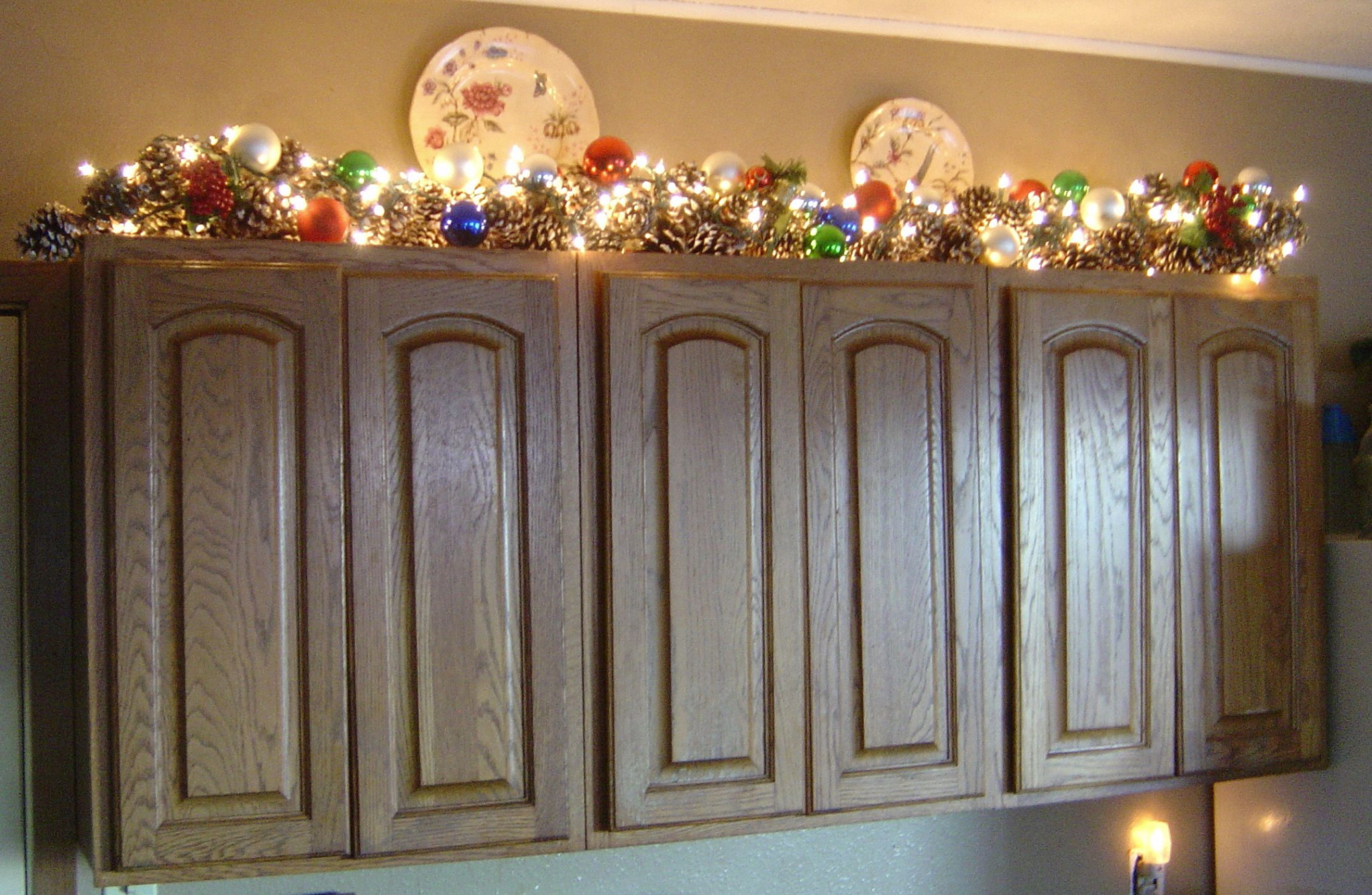 Above my kitchen cabinets  Christmas kitchen decor, Christmas