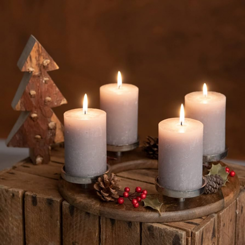 Advent Wreath Wooden Round  cm  Candle Holders Advent Candle Holder  cm  Christmas Wreath Table Advent Bowl Christmas Decoration Wood Modern Table