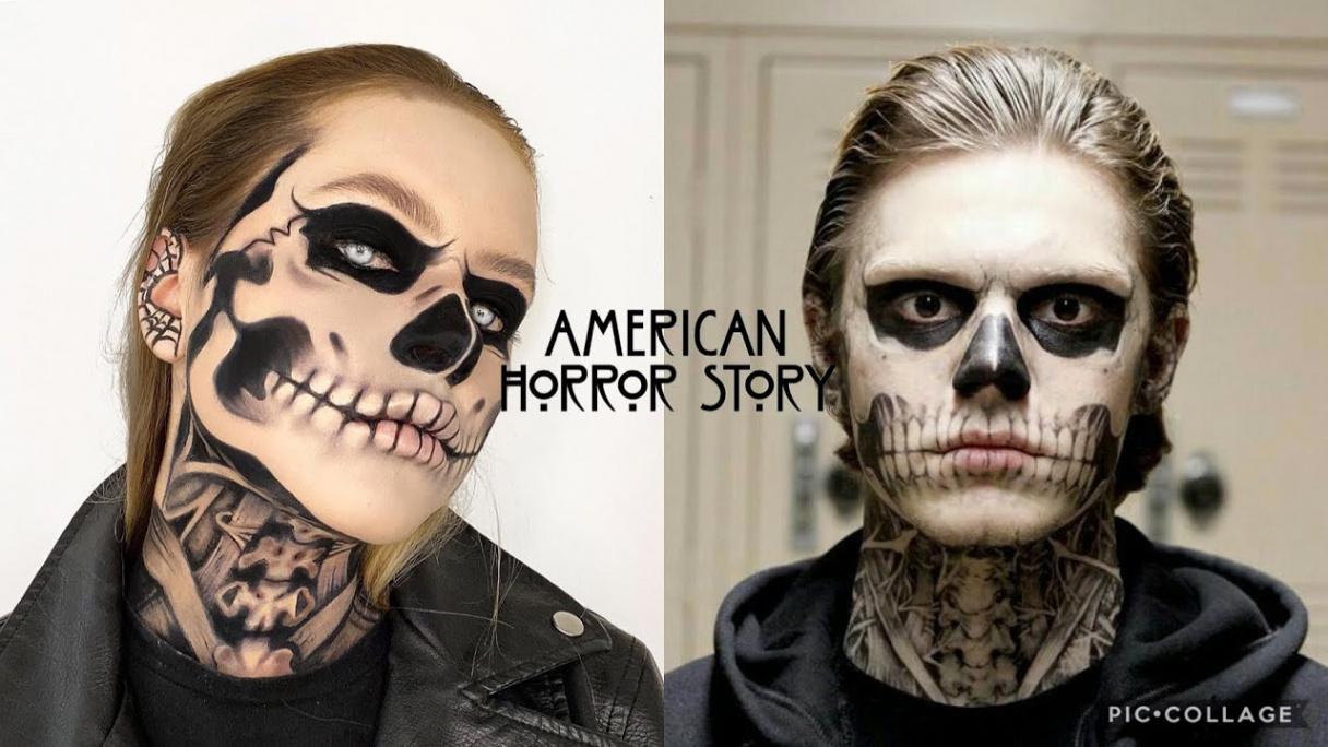 AHS TATE MAKEUP TUTORIAL  SKULL MAKEUP Elle James