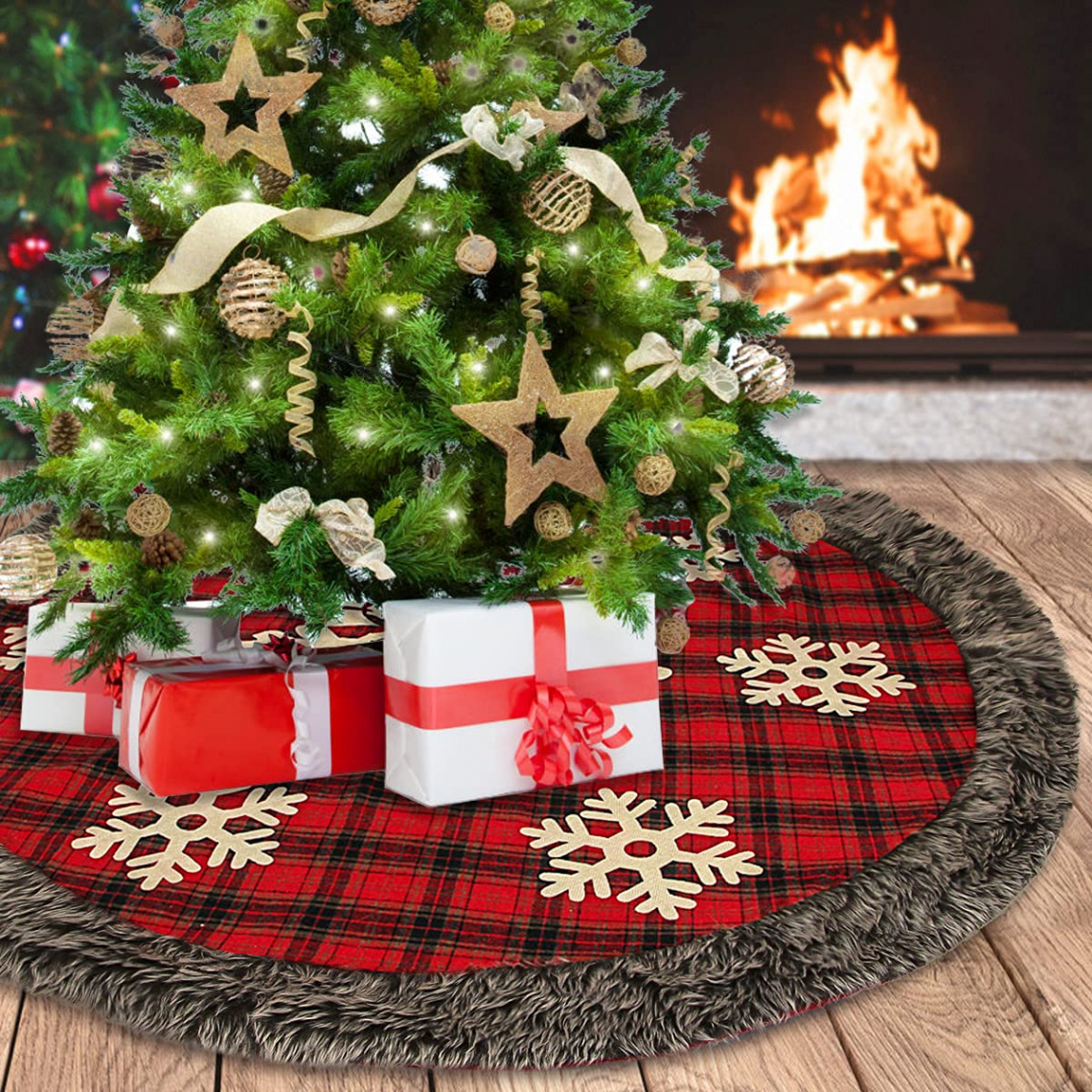 Aiduy Christmas Tree Skirt,  Inch Buffalo Plaid Christmas Tree Skirt,  Rustic Jute Christmas Tree SSee more Aiduy Christmas Tree Skirt,  Inch