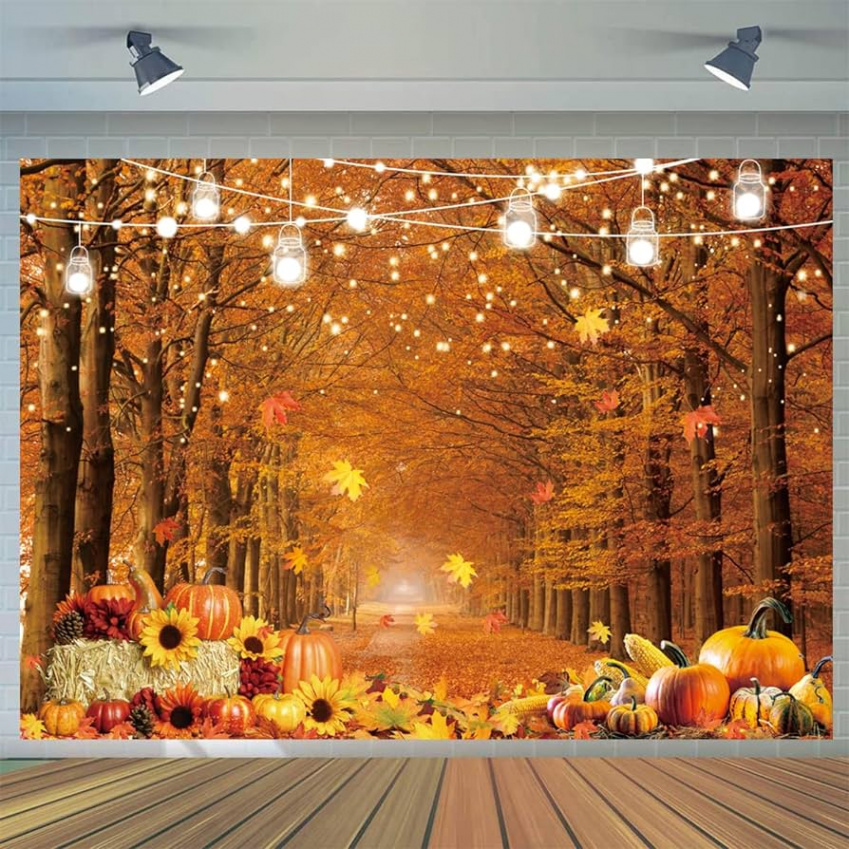 Autumn Photography Backdrop Autumn Forest Maple Leaves Photo Backdrop Farm  Thanksgiving Party Decorations Photo Booth Props x Inch