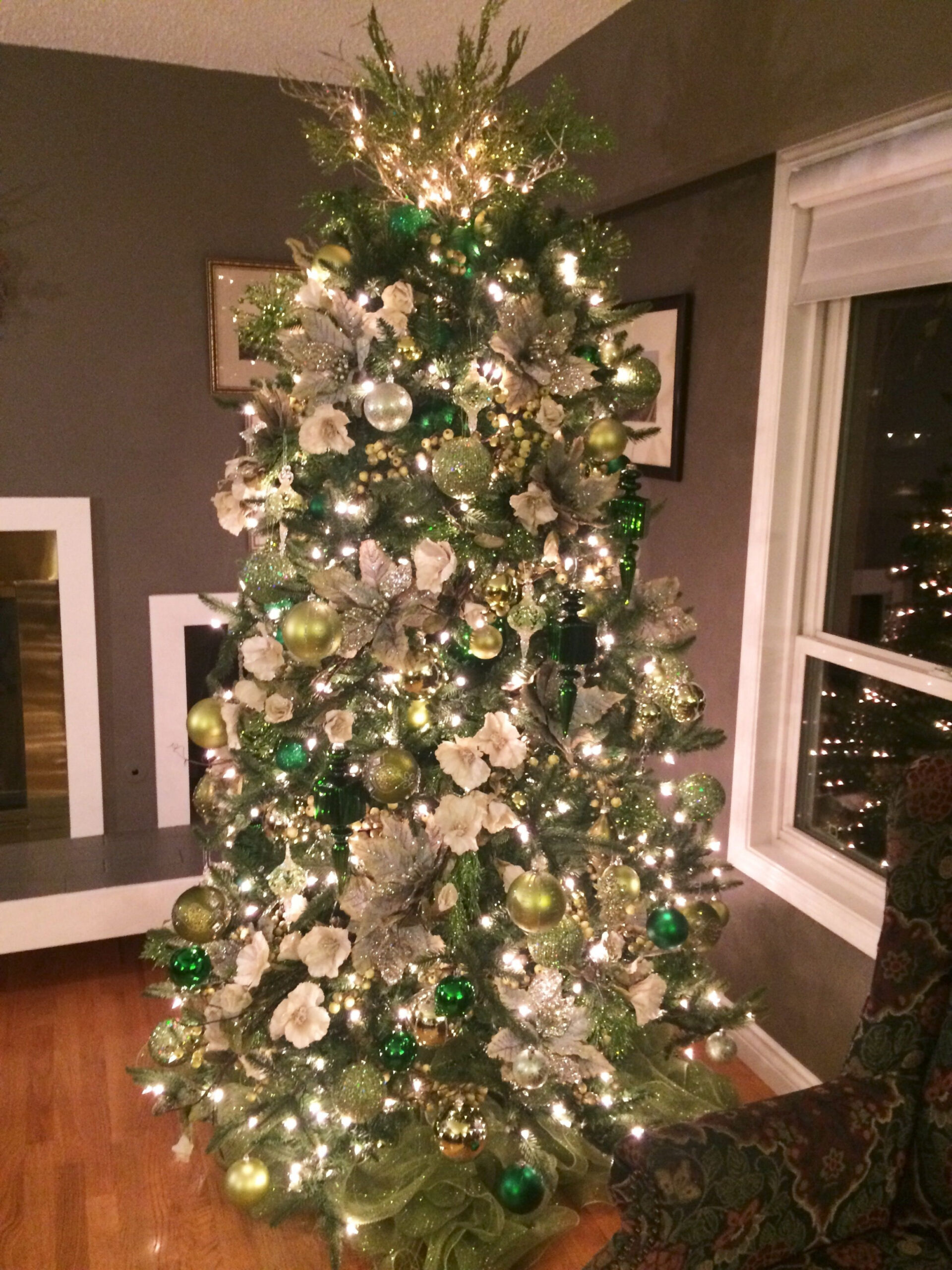 Beautiful green and ivory tree  Green christmas, Green christmas