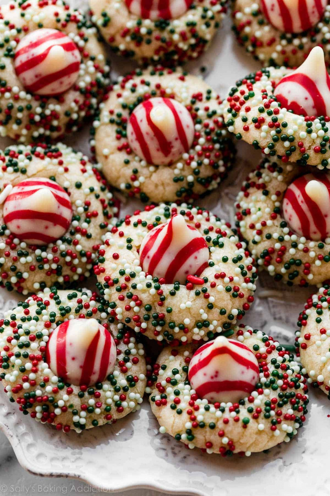 Candy Cane Kiss Cookies