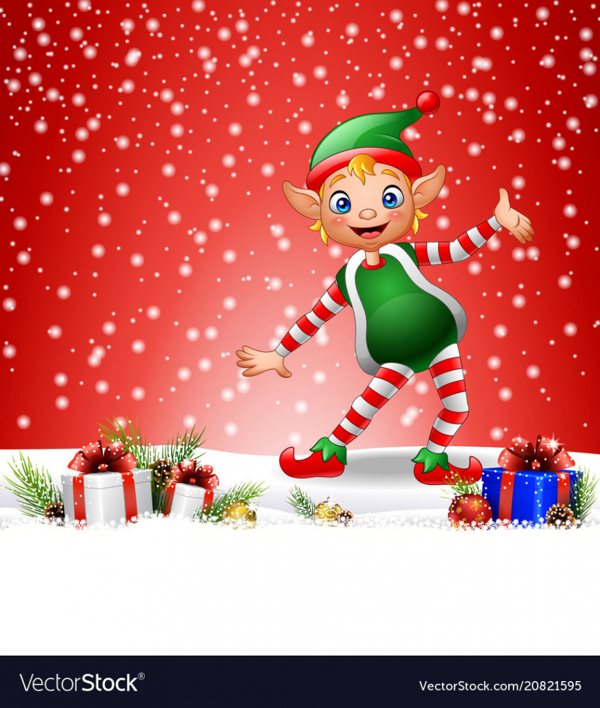 Christmas background with happy elf Royalty Free Vector