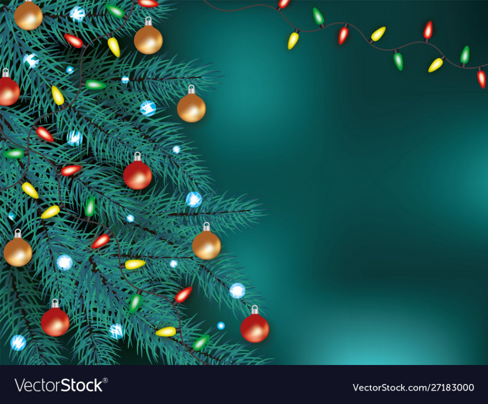 Christmas background with xmas tree and garland Vector Image