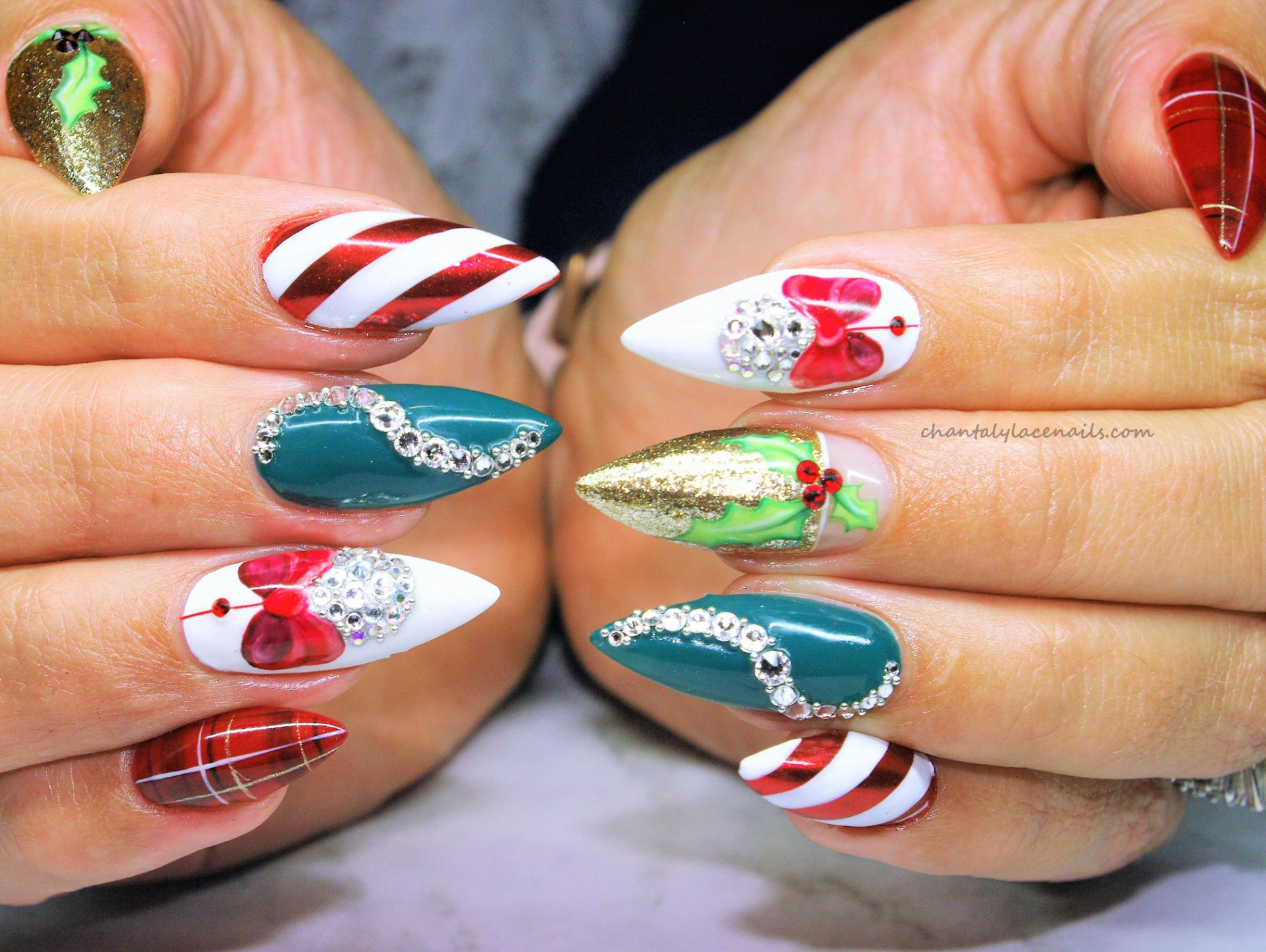 Christmas nails  Christmas nail art, Painted nail art, Bling nails