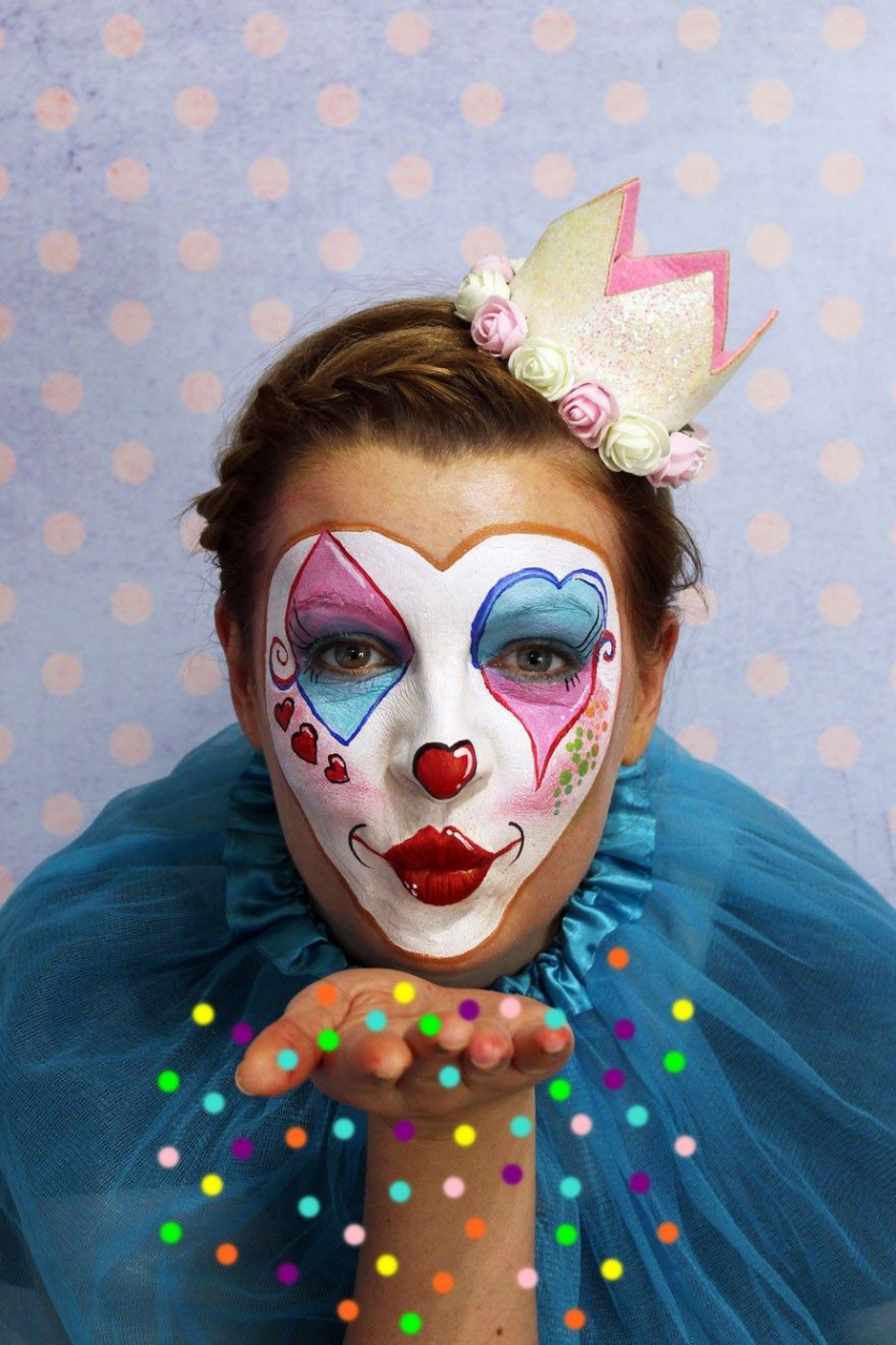 Clown Facepainting / Make Up zu Karneval, FaschingFacepainting