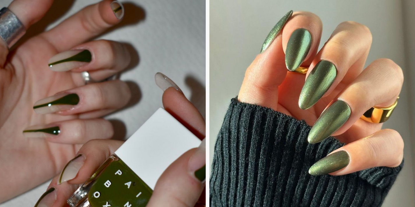 Dark Green Nail Ideas for Fall and Winter Manicures