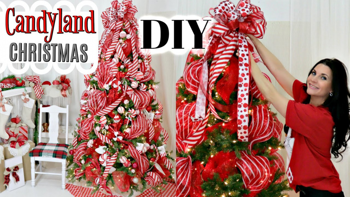 🍭DIY CANDY LAND CHRISTMAS TREE DECO MESH RIBBON TUTORIAL🍭"I Love  Christmas" Ep