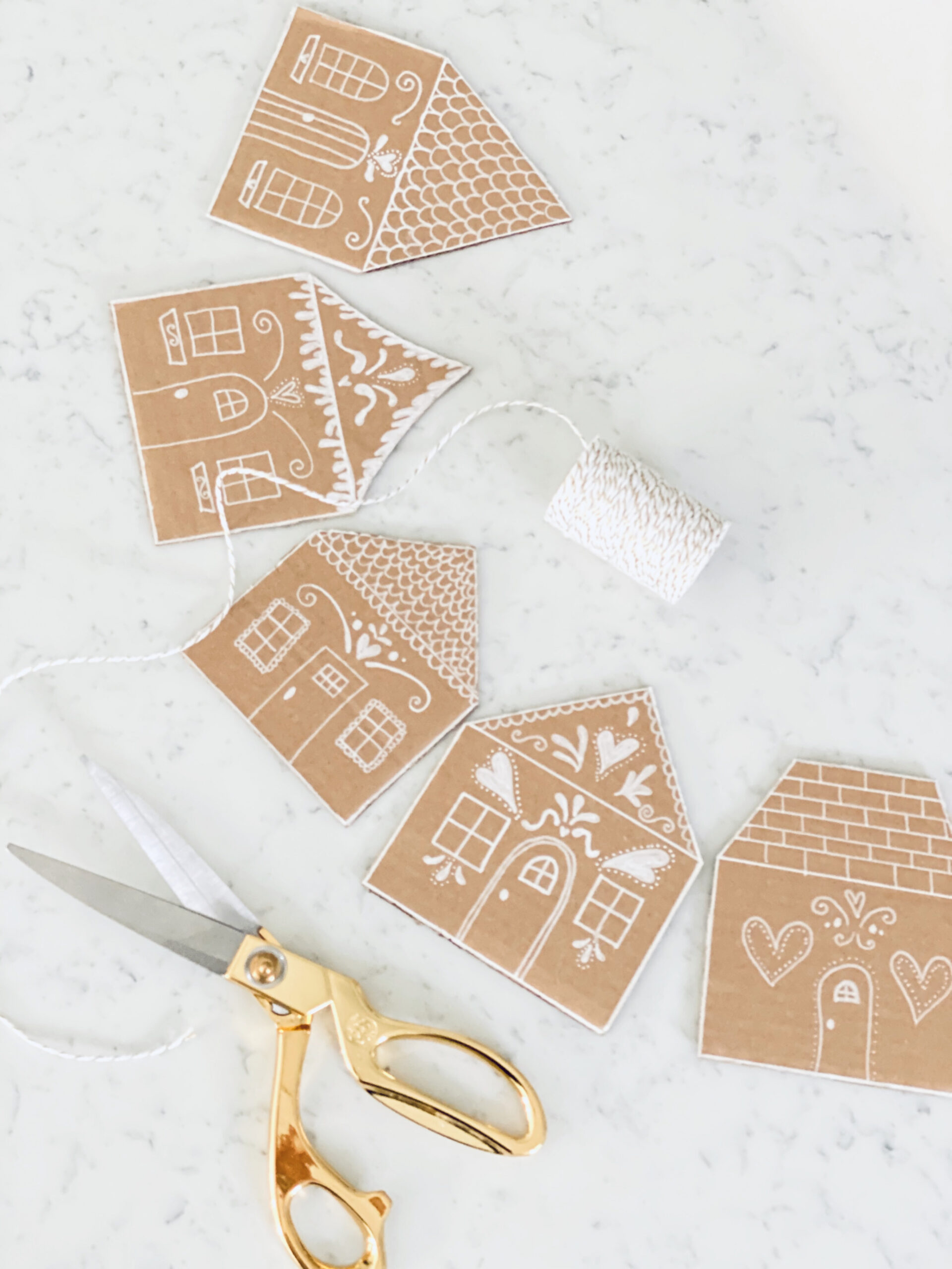 DIY Gingerbread House Garland - Little Cottage on the Coast