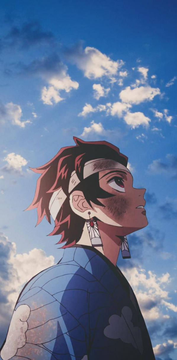 Download Tanjiro Blue Sky Demon Slayer IPhone Wallpaper