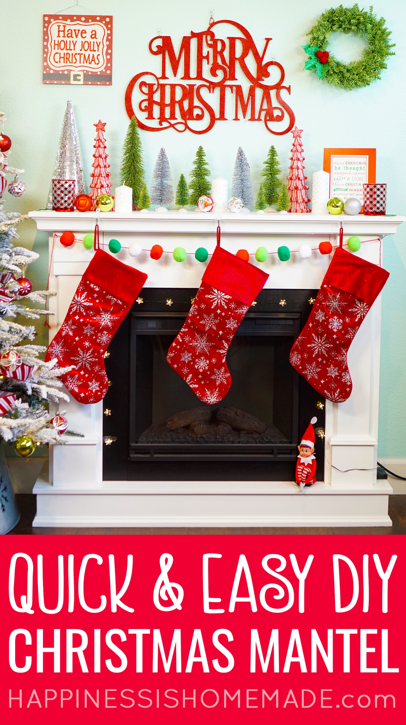 Easy Christmas Mantel Decor Ideas - Happiness is Homemade