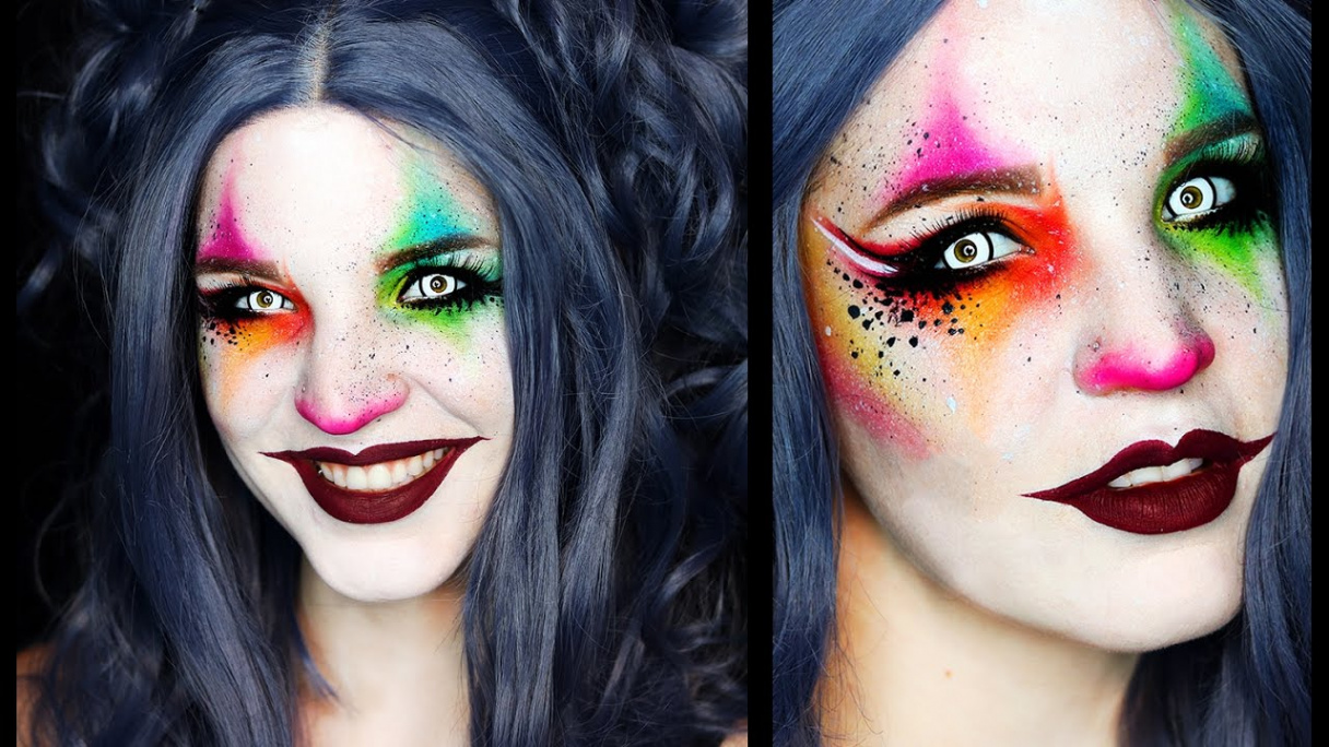 Easy Cute Clown Makeup Tutorial  Harlequin   Days of Halloween