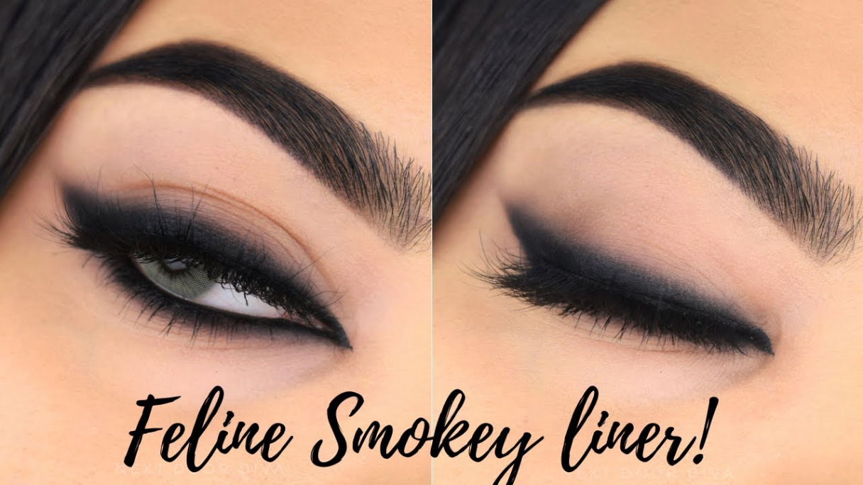 Easy SMOKEY CAT EYE tutorial using KOHL  Lakme eyeconic insta cool kajal   Arabic graphic eyeliner