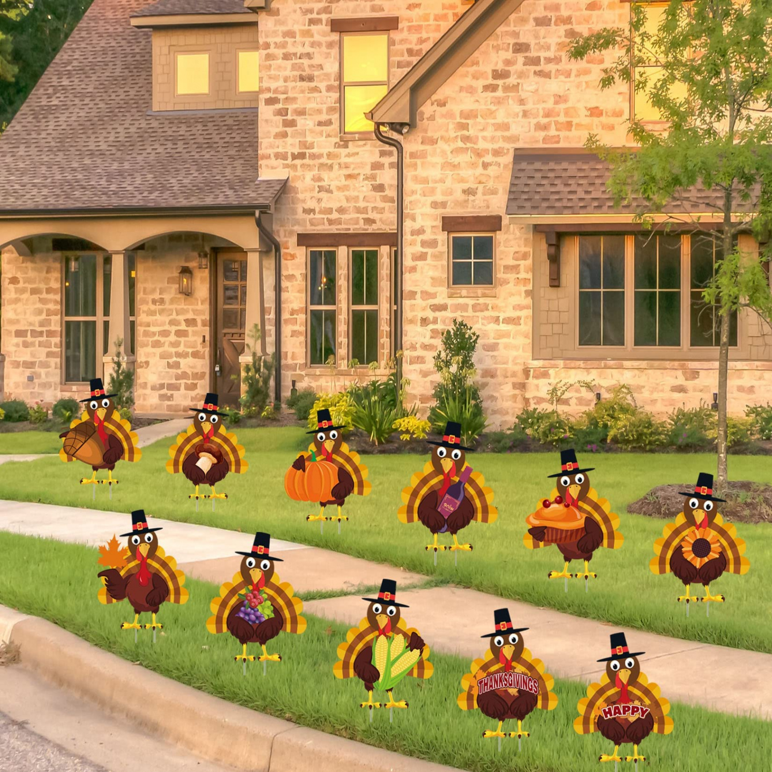 Fanboxk Thanksgiving Yard Decorations Outdoor,Pcs Thanksgiving Turkey  Yard Signs with Stakes,Harvest Thanksgiving Porch Yard Sign Decorations for