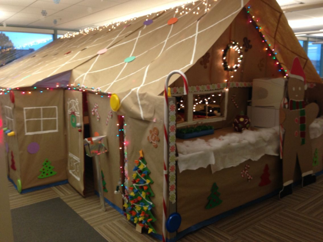 Gingerbread House office cubicles  Christmas cubicle decorations