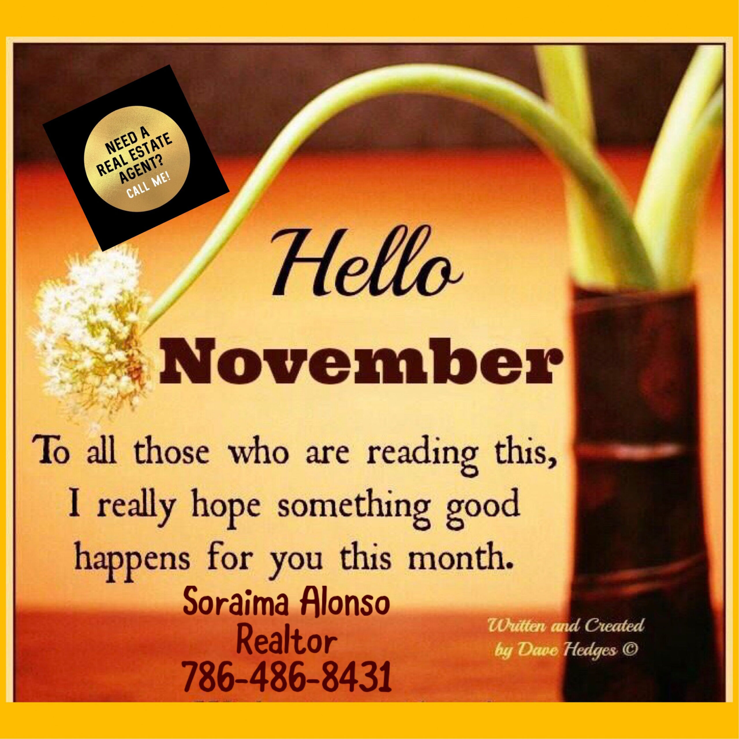 Good Morning, Hello November ! Thank you for reminding us we have