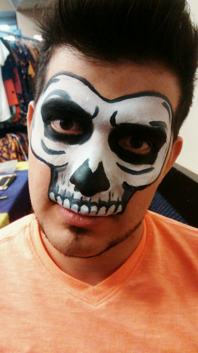 Half top face skeleton face paint  Skeleton face paint, Face