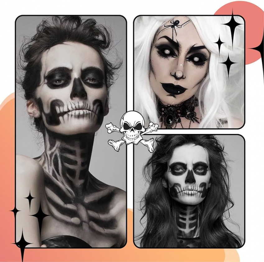 Halloween Black and White Body Painting Set Vampire Zombie Skeleton Face  Joker Human Face Painting Makeup Colour Halloween Makeup Set