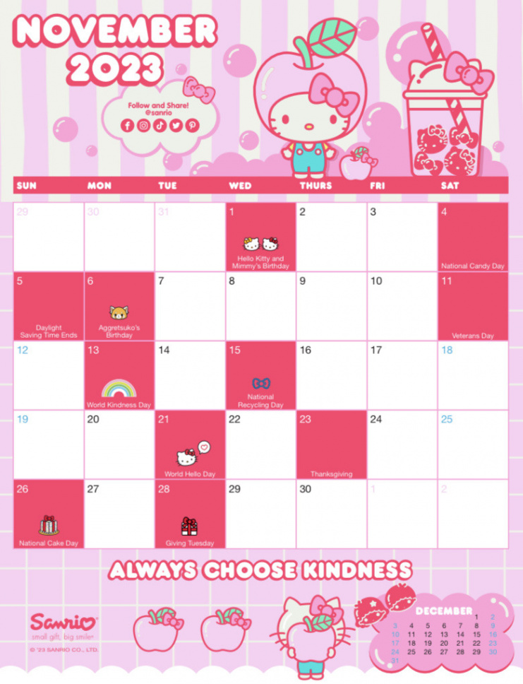 ♡サンリオ♡ — ❤️ Happy first day of November!! Here is Calendar