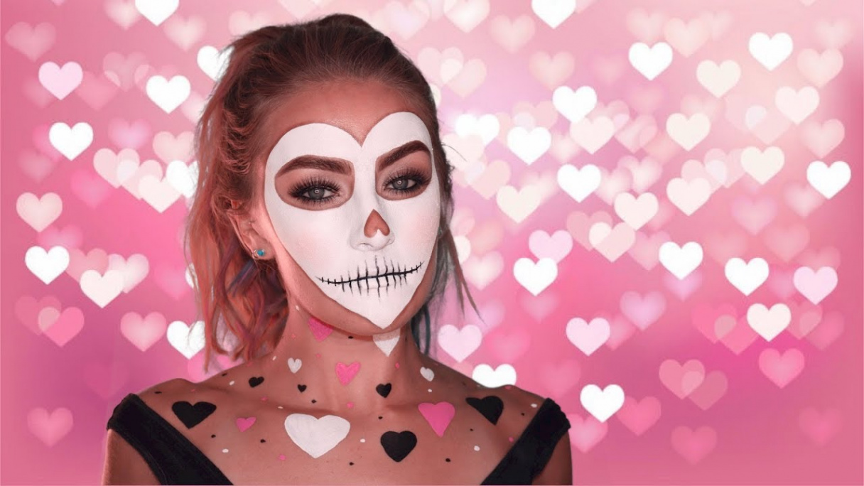 Heart Skull Halloween Makeup Tutorial (Day  of  Days of Halloween)