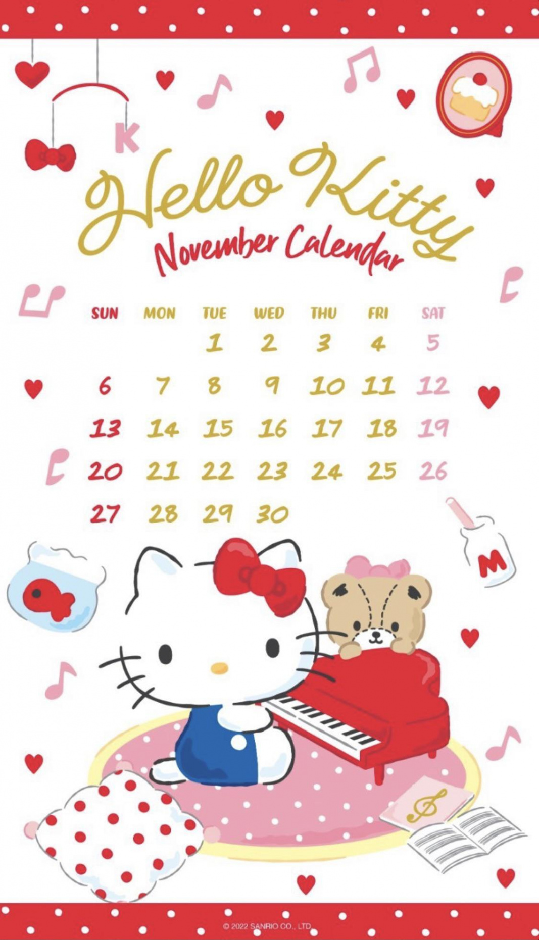 Hello Kitty November  Calendar wallpaper : r/sanrio