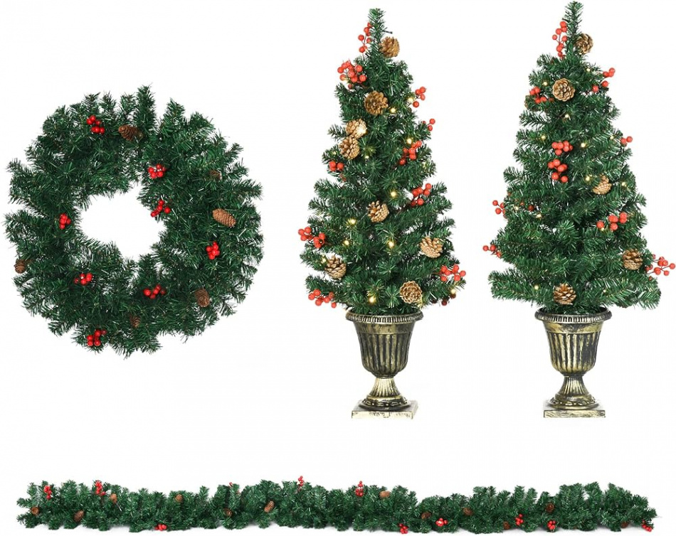 HOMCOM Set of  Christmas Decorations Front Door Decoration