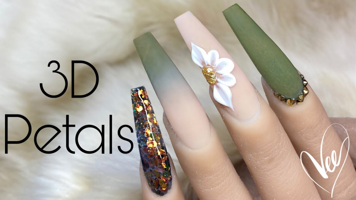 How To Create Simple D Acrylic Nail Art  Flower Petal Tutorial