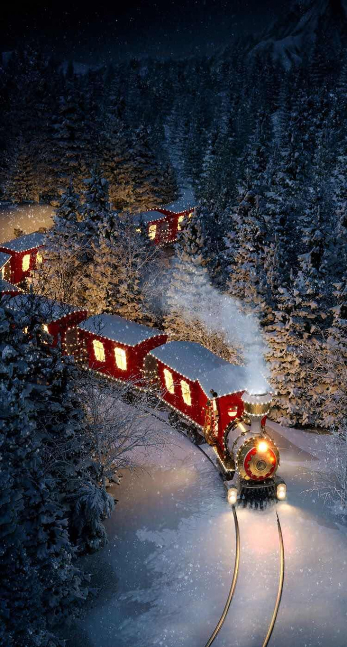 iPhone and Android Wallpapers: Christmas Train Wallpaper for