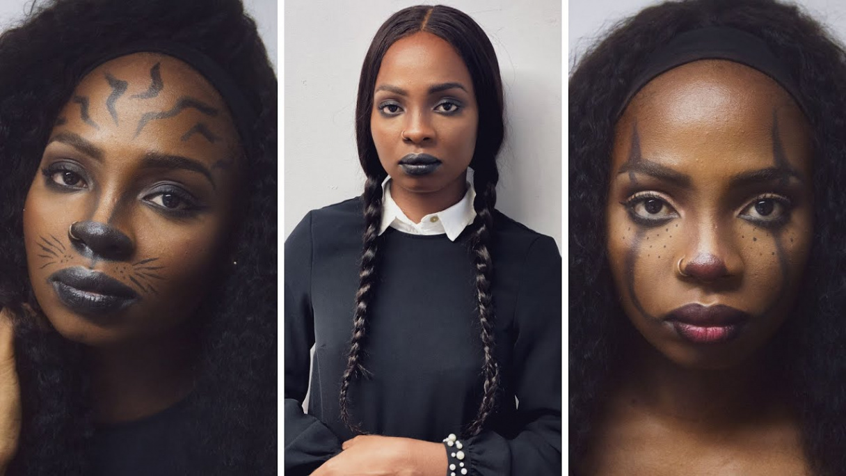 Last Minute Halloween Makeup Tutorial/Looks For Dark Skin  Beginner  Friendly