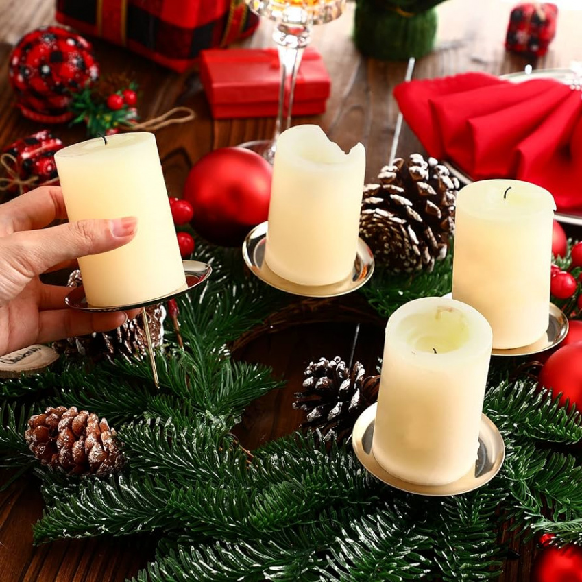 Pack of  Christmas Advent Wreath Candle Holders . cm /