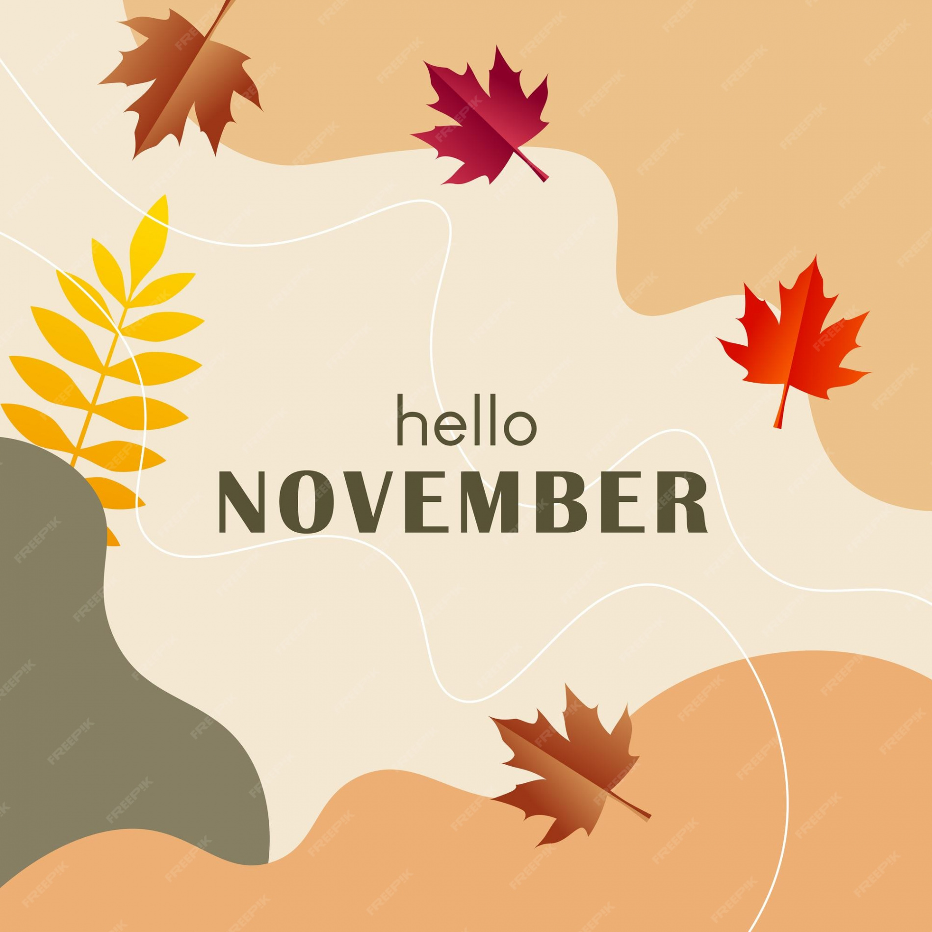 Premium Vector  Hand drawn hello november banner template for