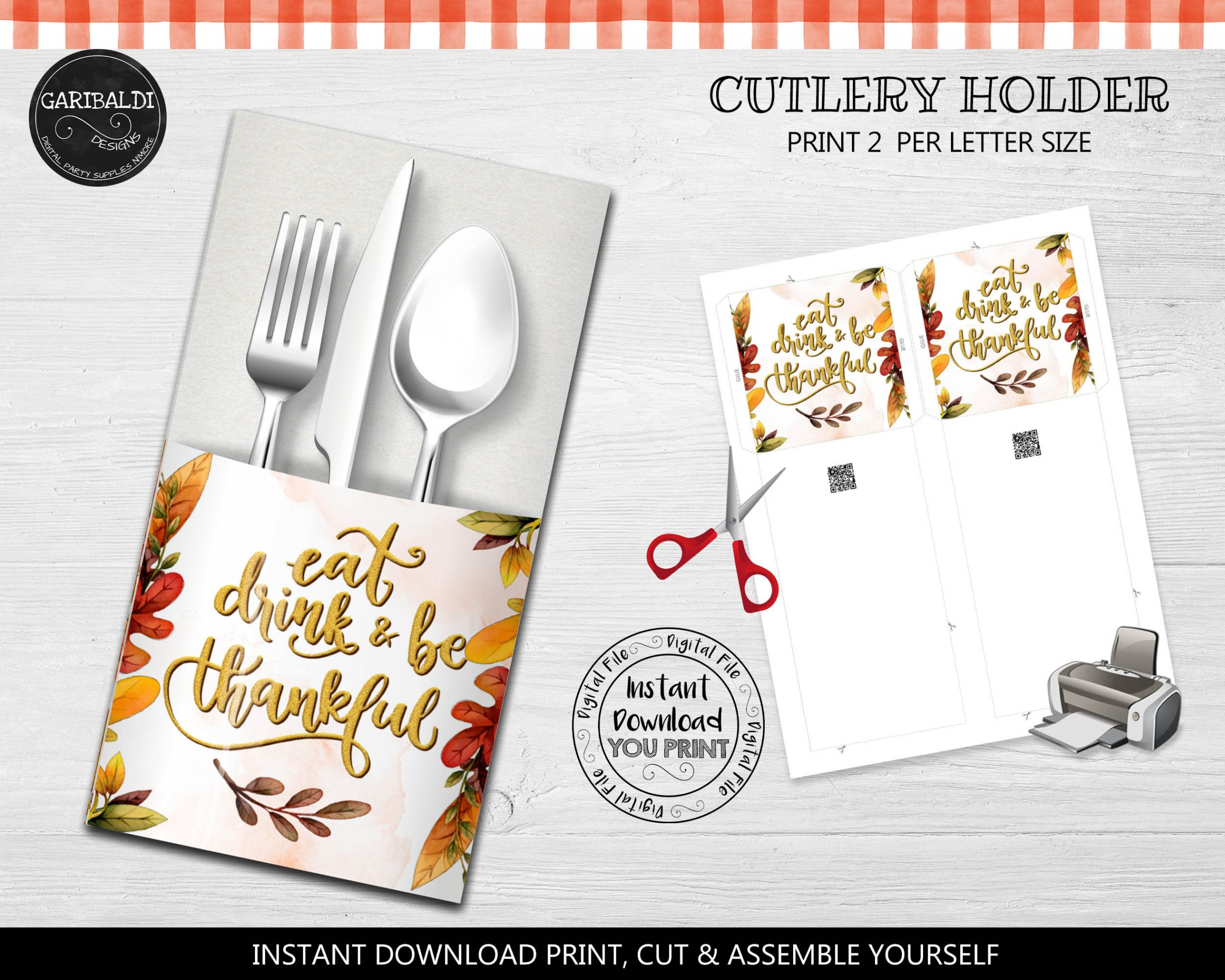 Printable Thanksgiving Silverware Cutlery Holders Instant - Etsy UK