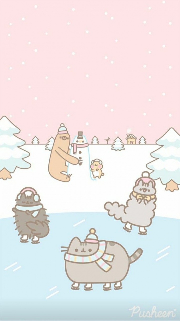 Pusheen Ice Skating  Iphone wallpaper winter, Pusheen cat