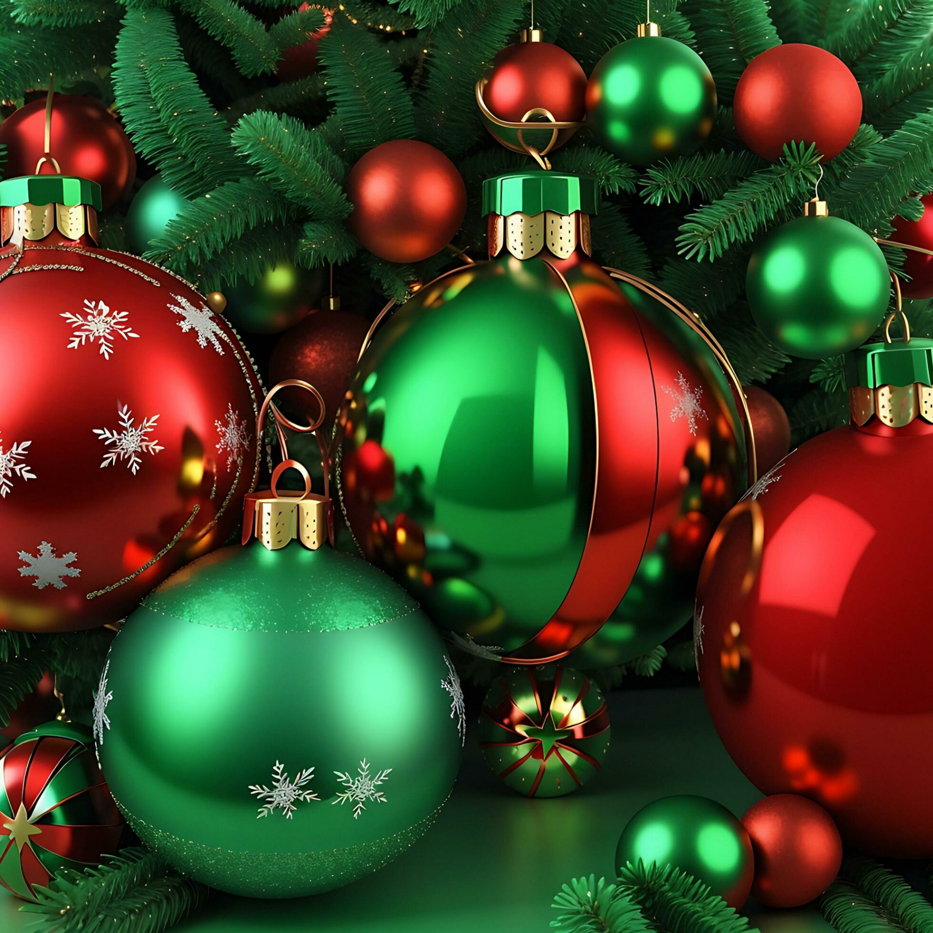 Realistic Christmas wallpaper with elegant Christmas balls and