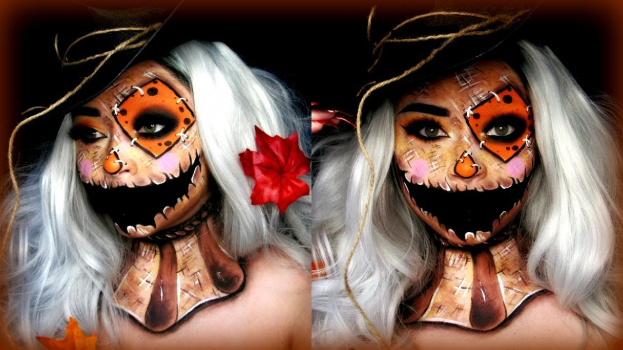 Scarecrow Halloween Makeup Tutorial Using Arteza Face Paints  Sydney Nicole