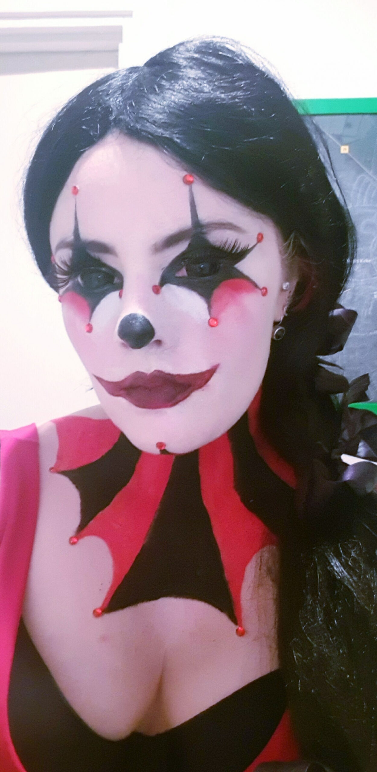 Scary and cute red and black halloween clown  Cool halloween