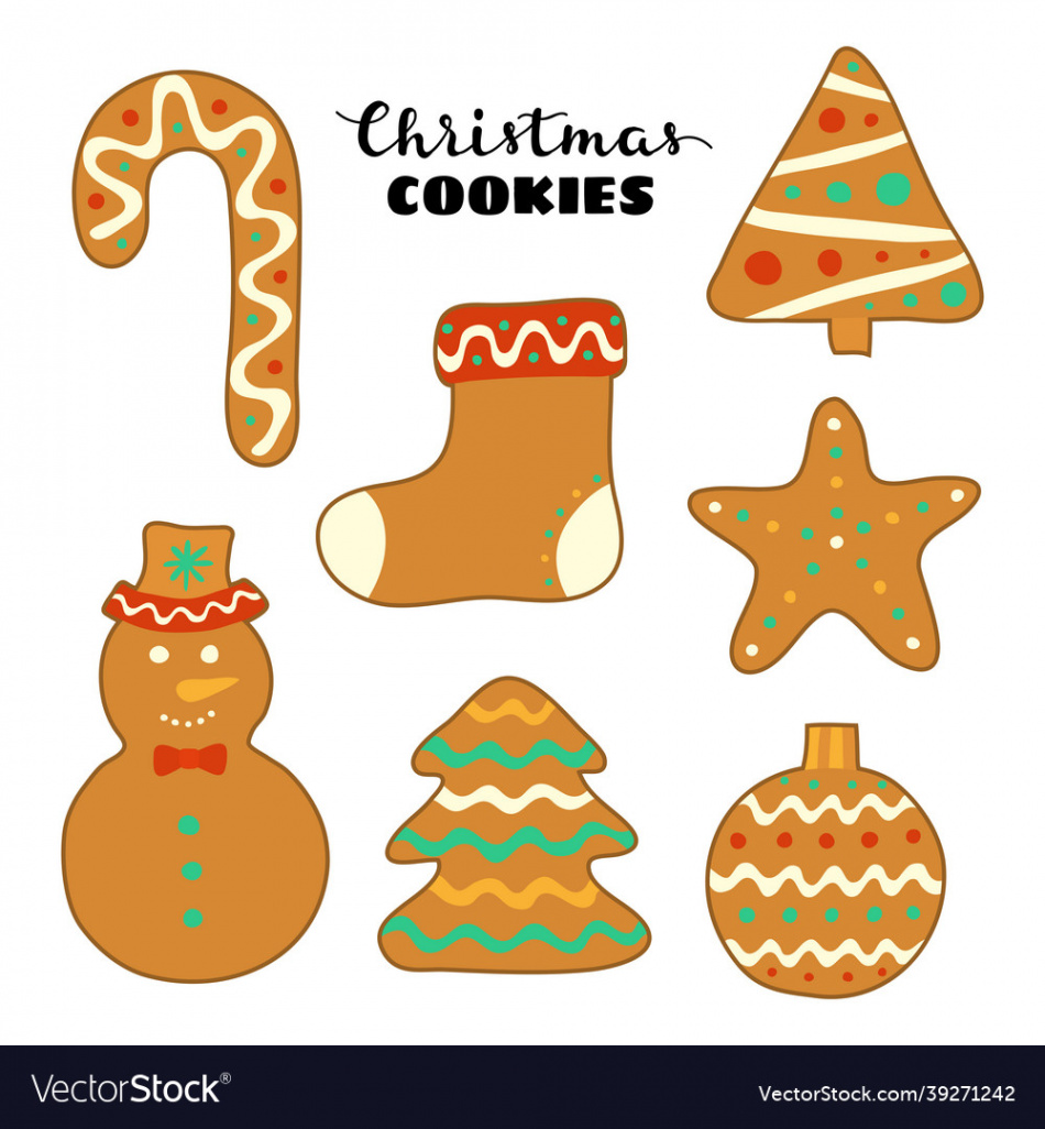 Set of doodle christmas cookies Royalty Free Vector Image