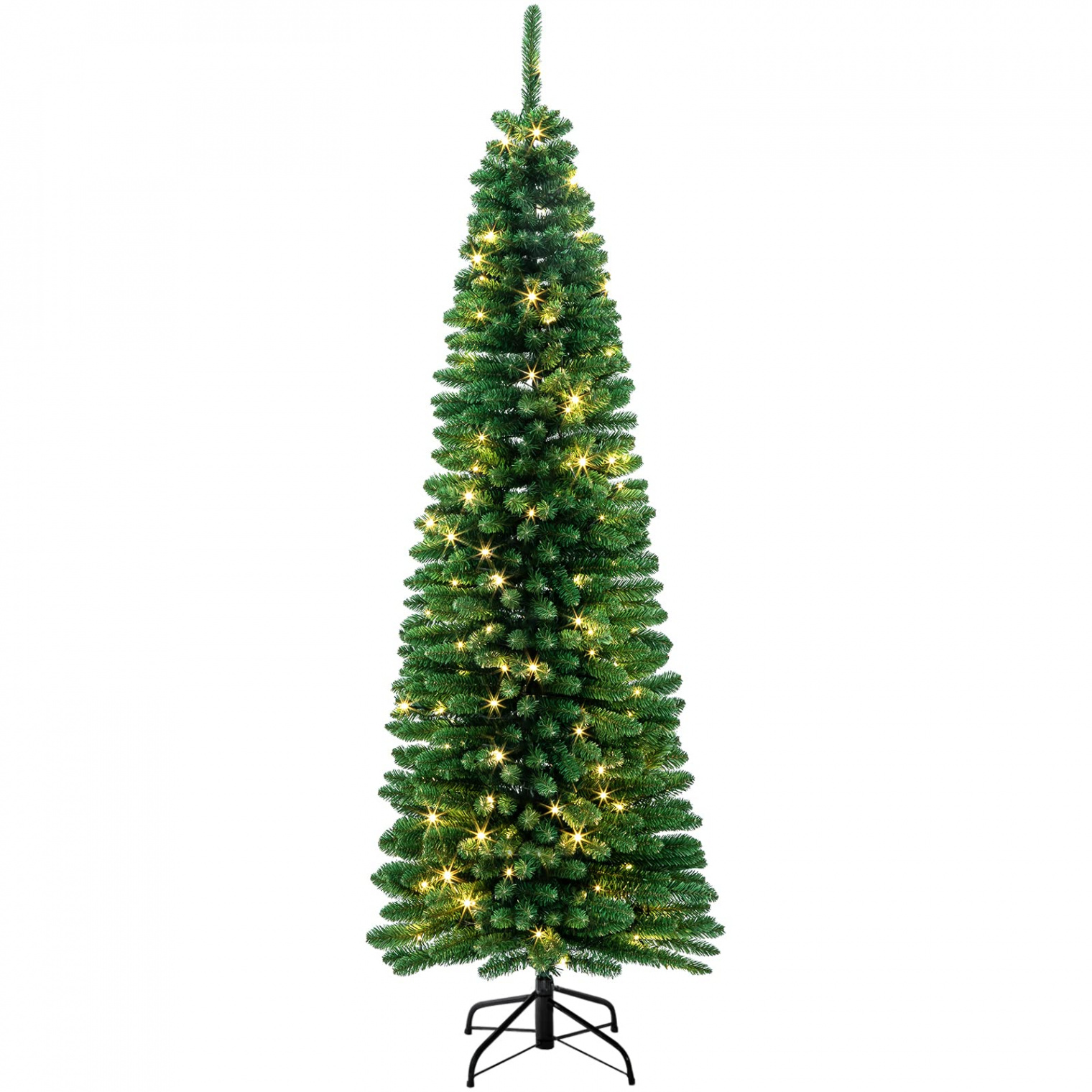 SINTEAN Slim Christmas Tree Prelit  Ft, Skinny Christmas Tree W/ Hinged  Tips & 10 Led Lights, Slim Tree for Small Living Spaces, Apartments, Or