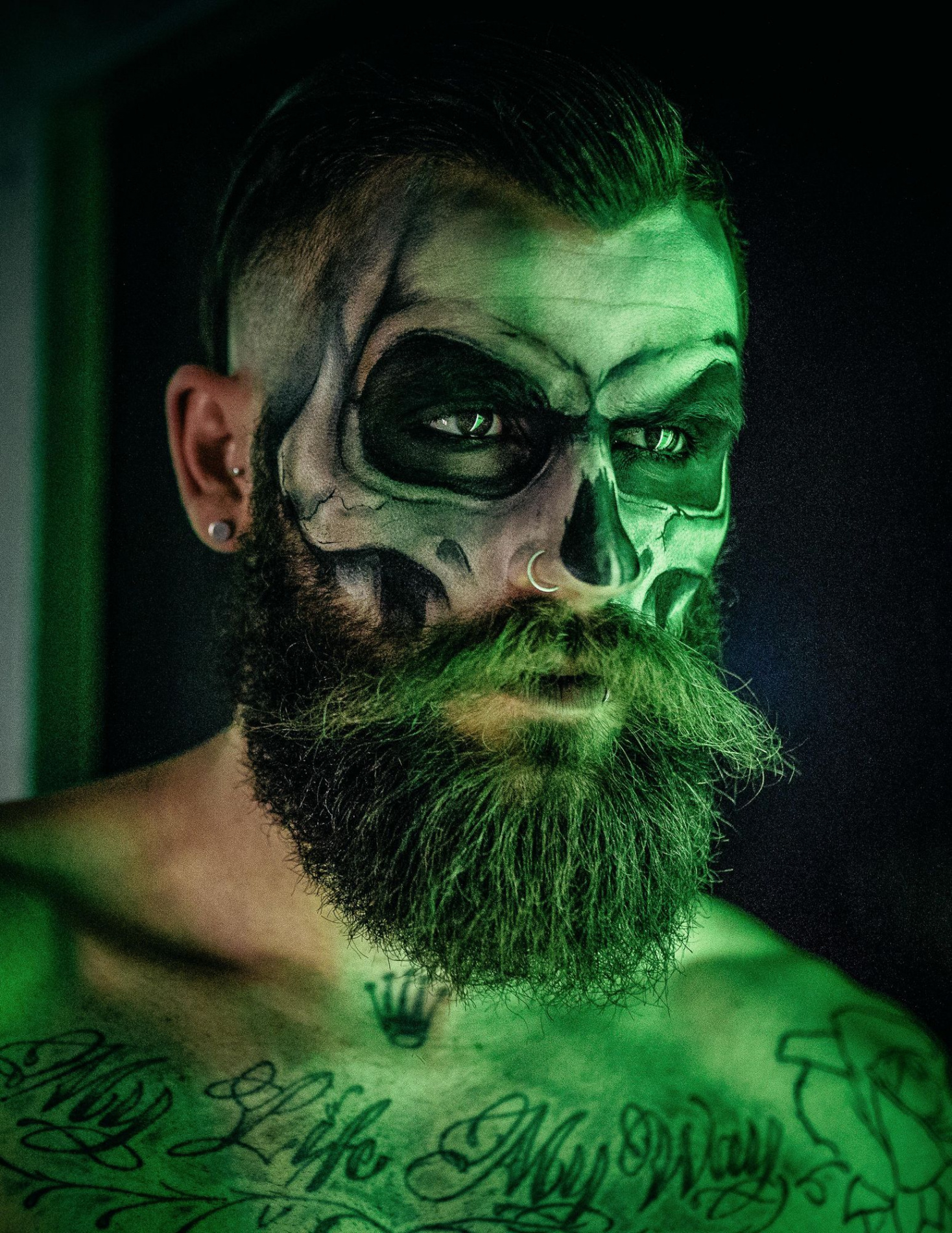 skull make up with beard - Pesquisa Google  Maquillaje halloween