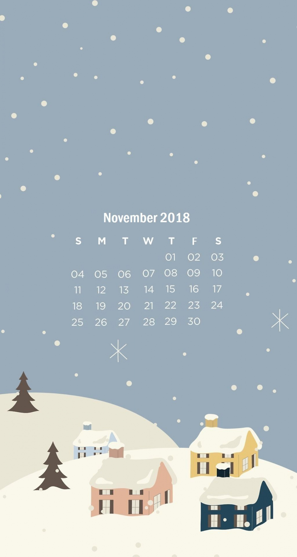 Snow Time November  iPhone Calendar Wallpaper  Christmas