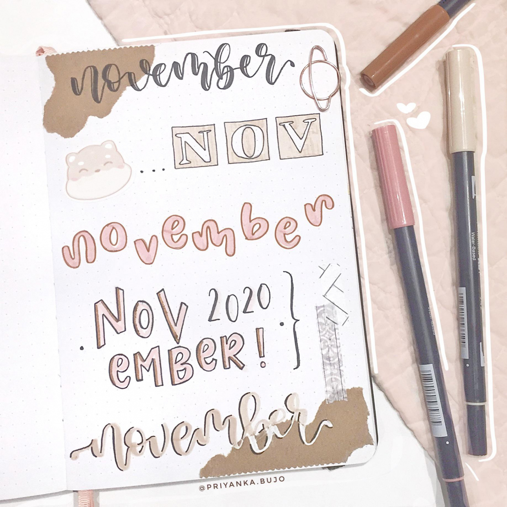 Some November header ideas from my pink/brown theme! : r/bulletjournal