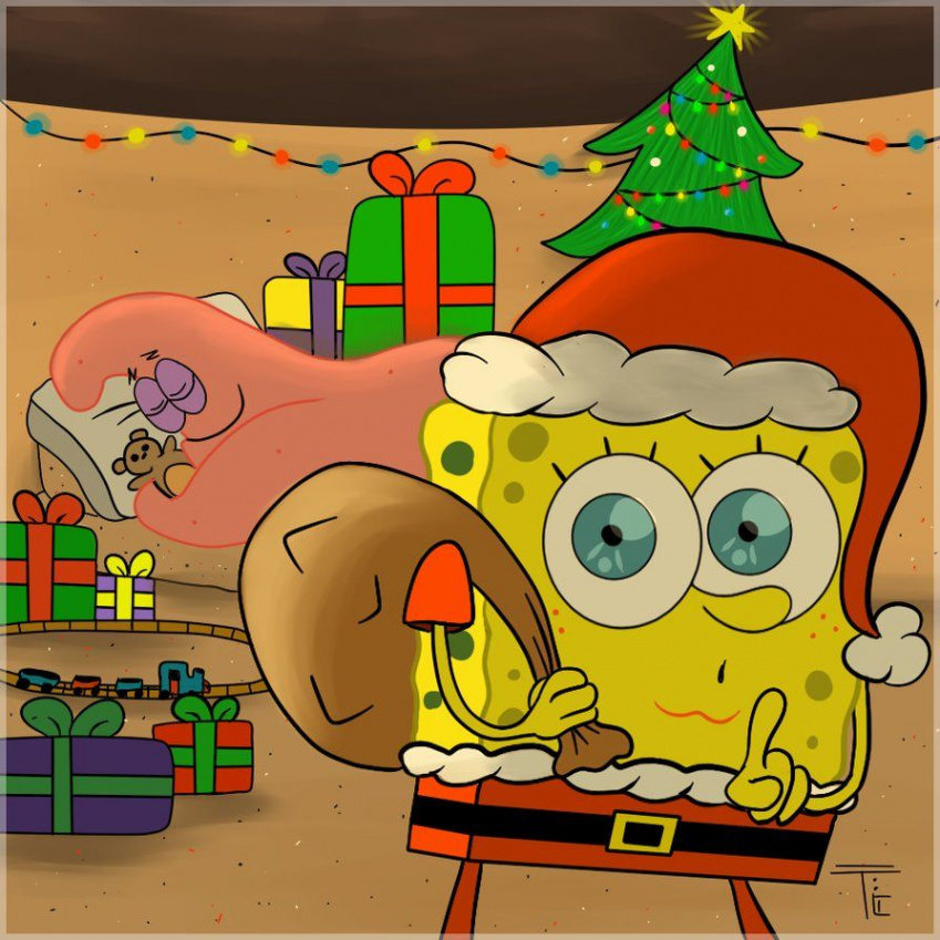 Spongebob Christmas  크리스마스 카드, 스폰지밥, 카드