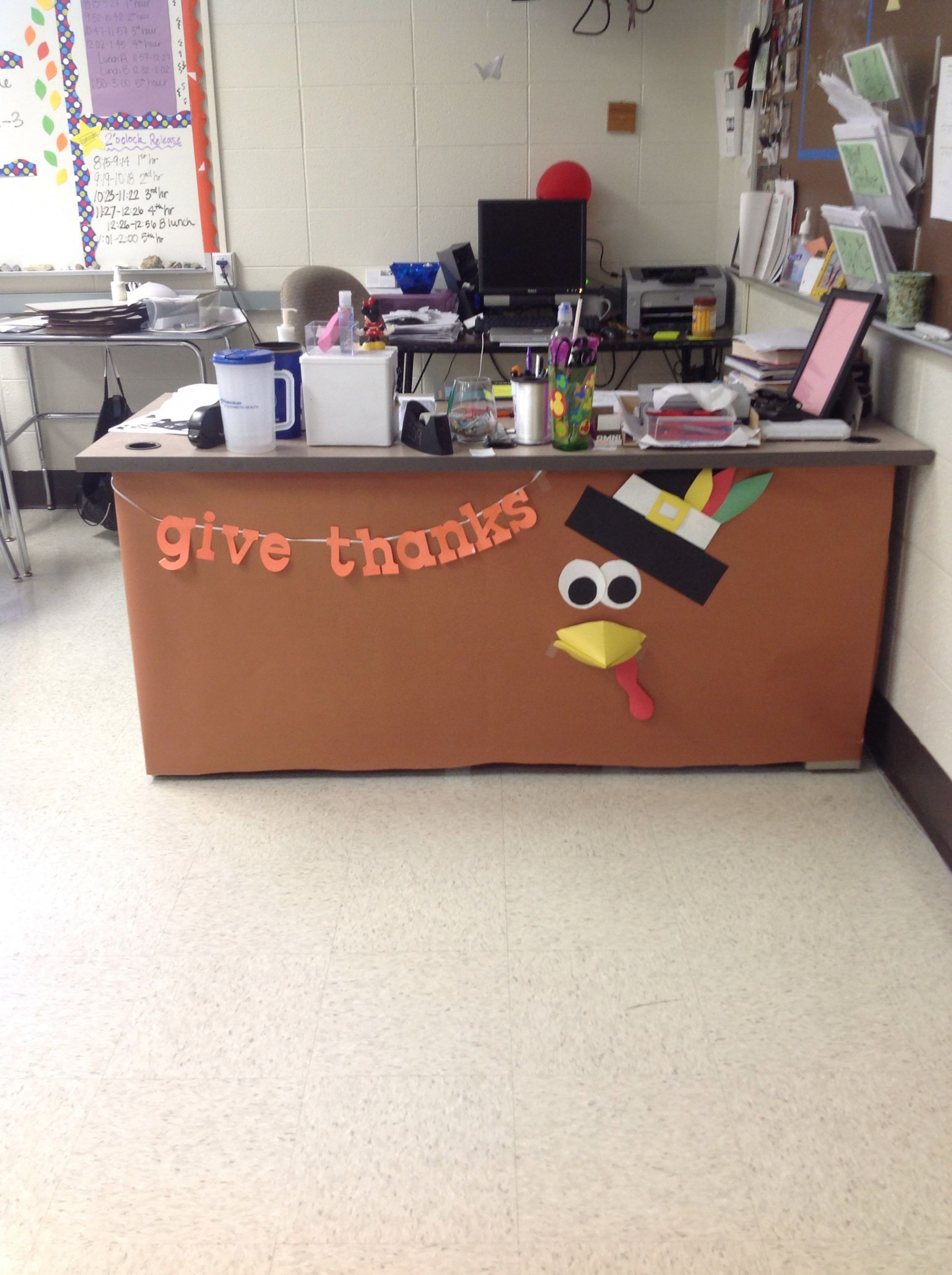 Thanksgiving desk decoration  Diy office decor, Library decor