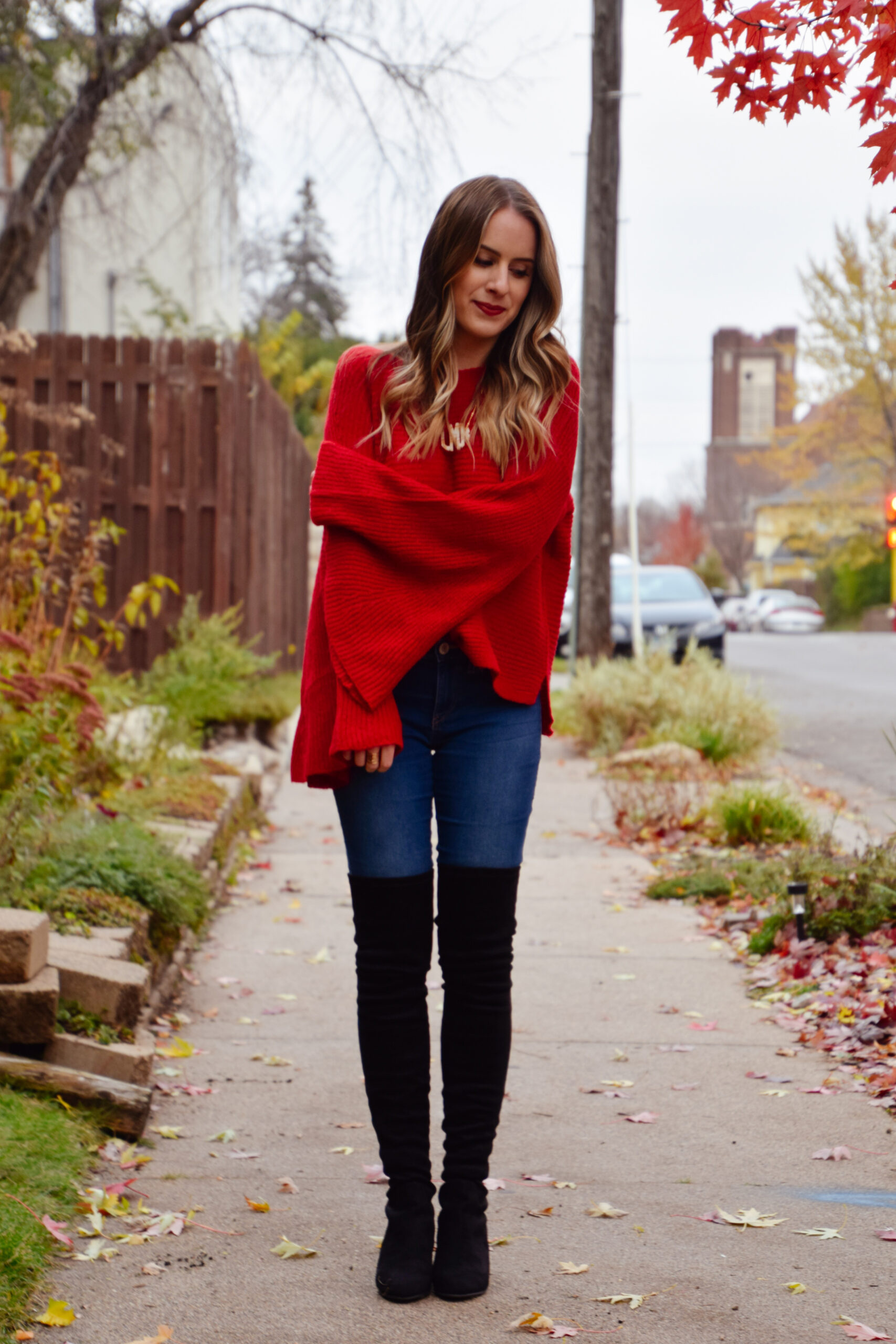 Thanksgiving Outfit Red Bellsleeve Cover  Lo Meyer