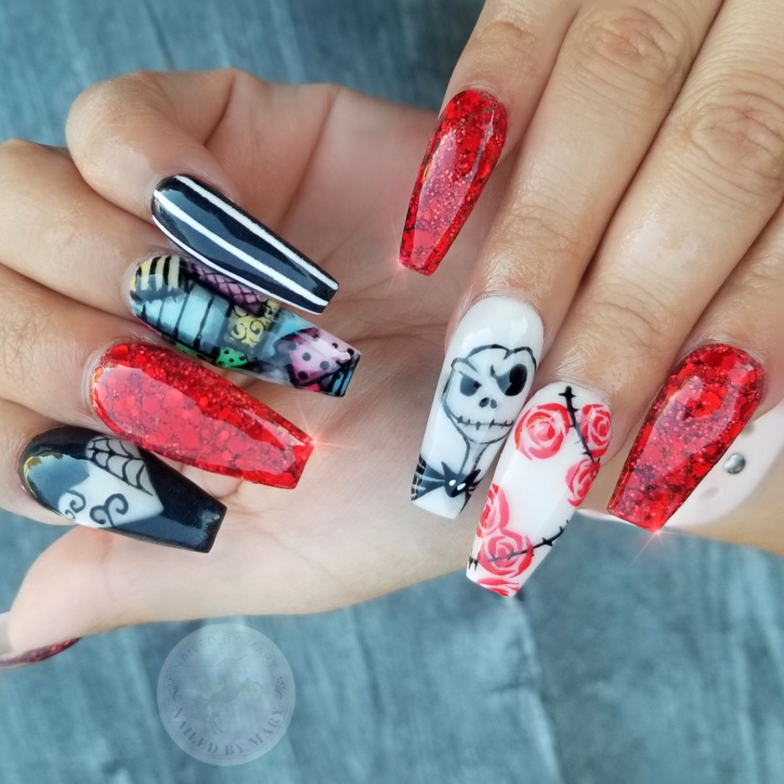 The Nightmare Before Christmas Nails  Christmas nails, Disney