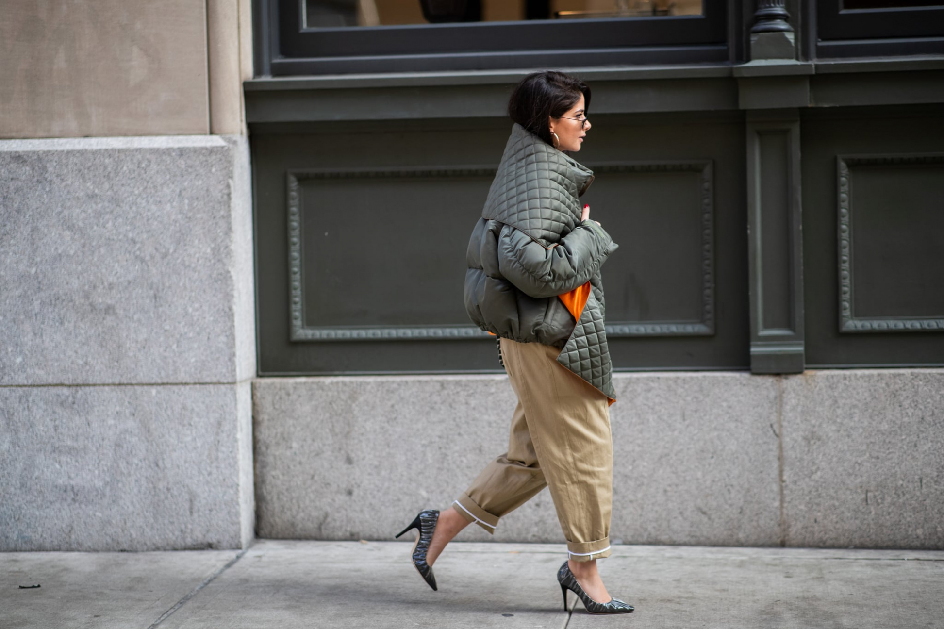 Winter Outfit Idea: A Sporty Puffer and Heels  + Street Style