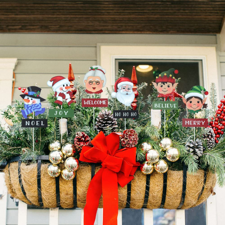 YEAHOME Christmas Decorations Outdoor Yard,  Pack Christmas Yard Stakes  with Snowman Santa Claus Elf Christmas Decor, Outdoor Christmas Decorations