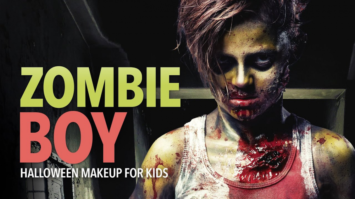 Zombie boy Halloween makeup for kids