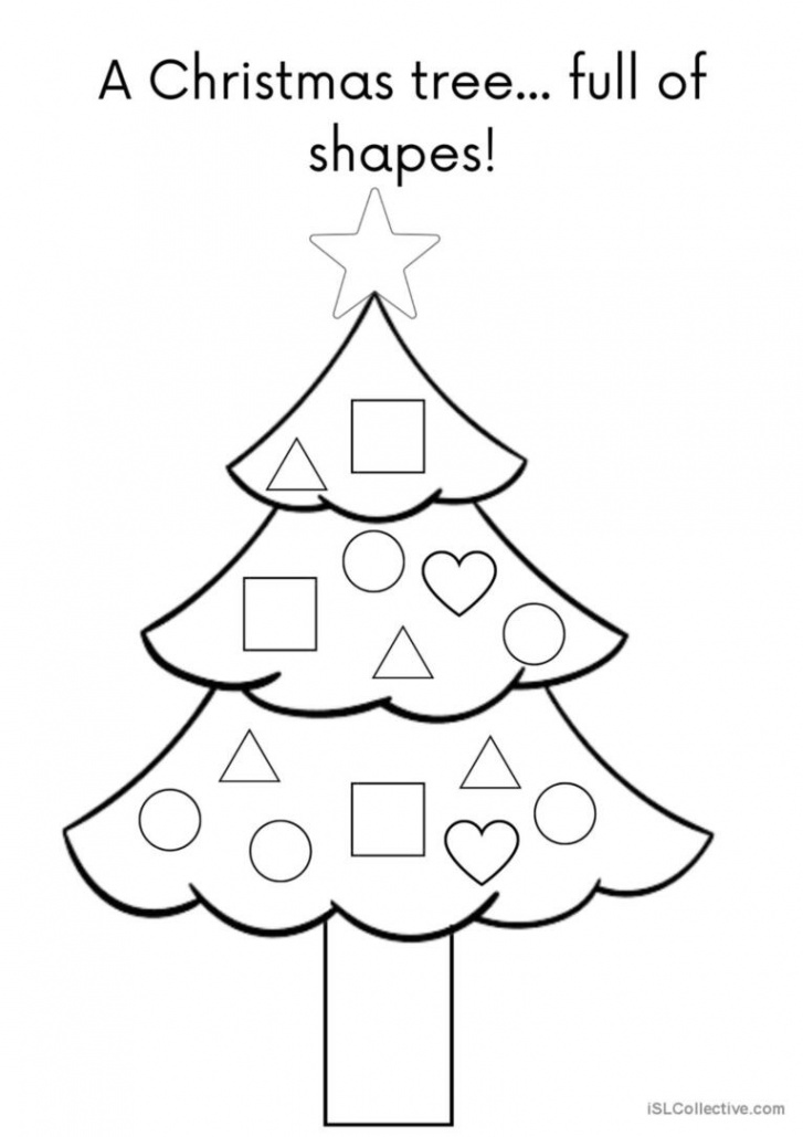 A christmas tree full of shapes pict: English ESL worksheets pdf